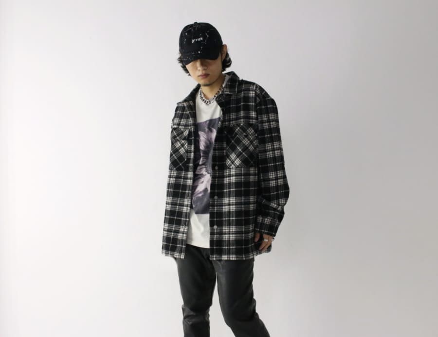 the people vs check shacket 着用画像 4