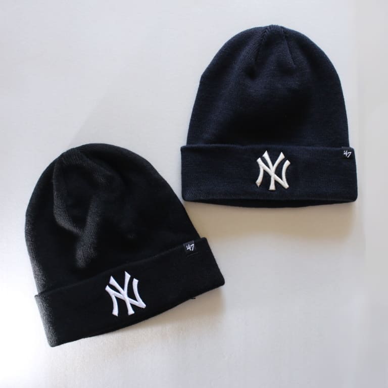 47,”Raised” N.Y yankees ビーニー/ 【新品】47BRAND NY ヤンキース ニット帽 黒 ニューヨーク
