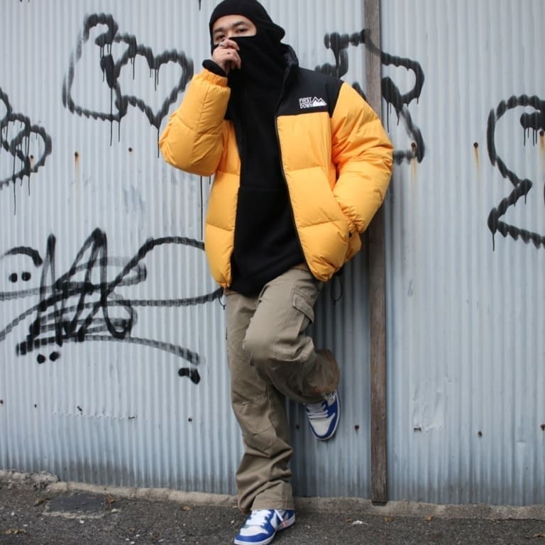 mnml,ミニマル,zipper denim baggy cargo pants/khaki/"it" by Funny's